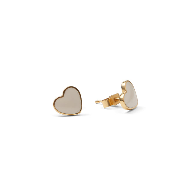Ivory Heart Stud Earrings