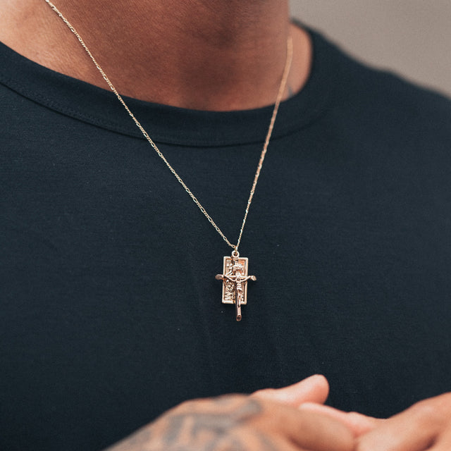 Crucifix Figaro Bunch Necklace
