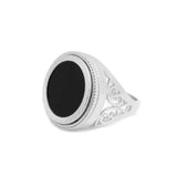 Onyx Detail Scroll Sovereign Ring