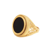 Onyx Detail Scroll Sovereign Ring